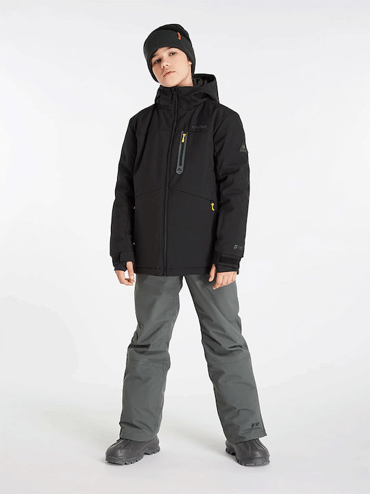 Waterproof Kids' Sports Jacket Short Windproof with Hood Black