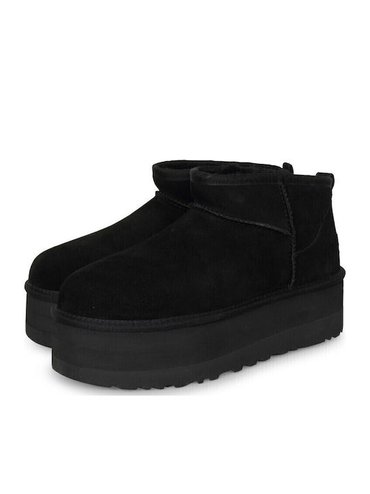 1135092 Suede Women's Ankle Boots with Fur Black