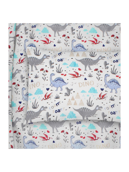 Dimcol Dino Baby Cotton Pillowcase White 35x45cm