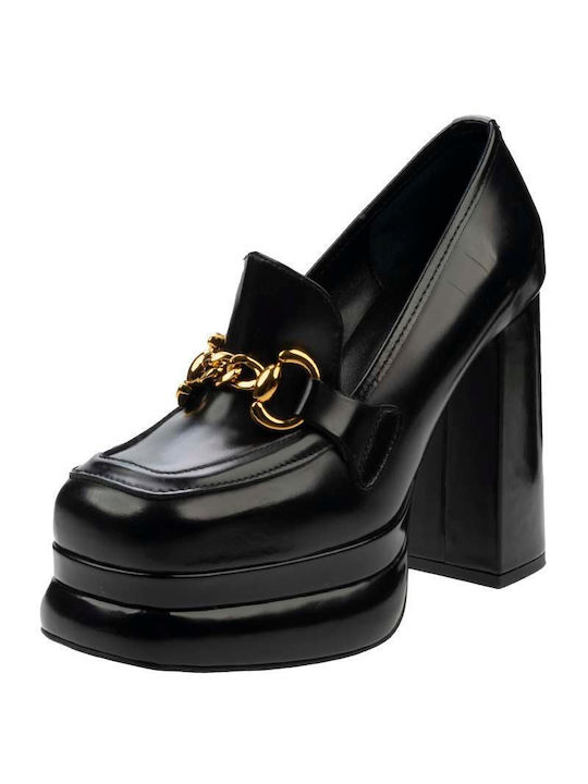 Mille Luci Leather Black High Heels ML