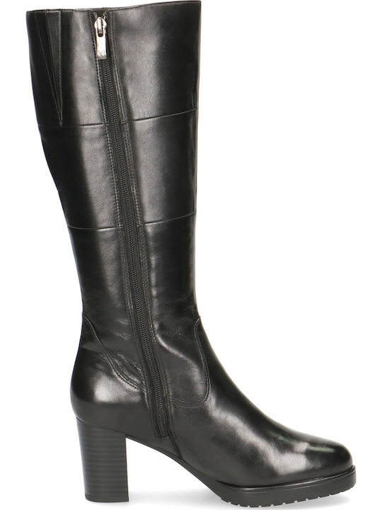 Caprice Leather Women's Boots with Zipper Black