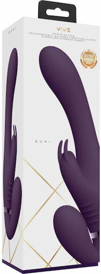 Vive Suki Strapless Strap On με Dildo 12cm με Δόνηση σε Μωβ Χρώμα