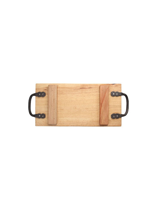 T&G Hevea Wooden Serving Platter with Handle 40x20x2.5cm