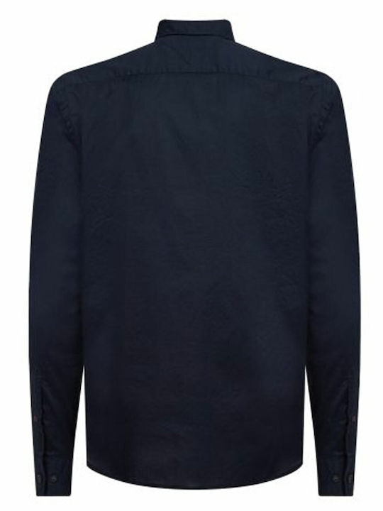 Long-sleeved Cotton Shirt Navy Blue