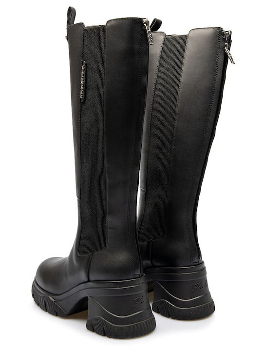 KL42290 Damenstiefel mit Gummizug Schwarz