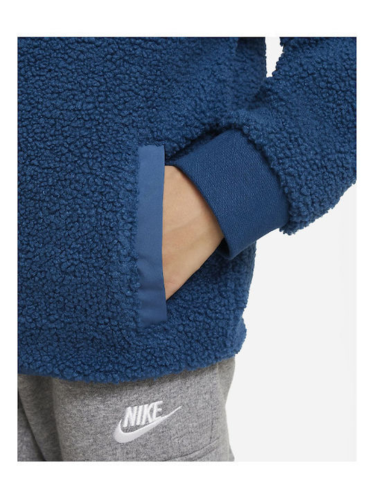 Nike Αθλητική Παιδική Ζακέτα Fleece με Κουκούλα Μπλε