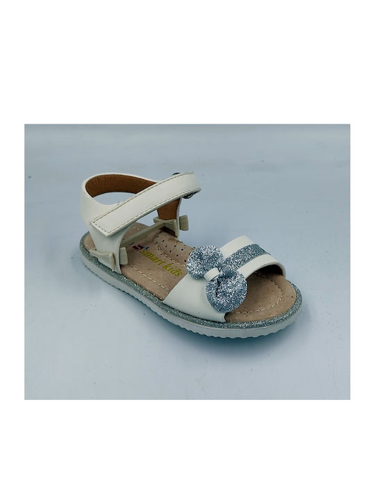 Sandals - White Silver - with bow