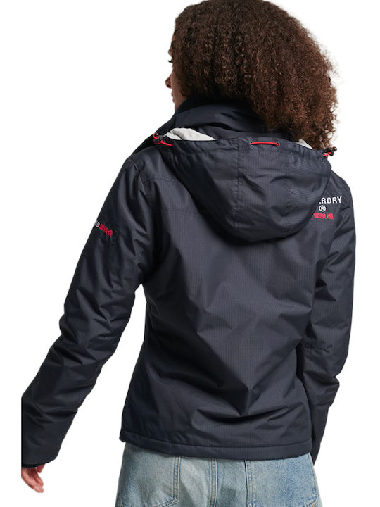Superdry Yachter Women's Short Sports Jacket Windproof for Spring or Autumn with Hood Eclipse Navy