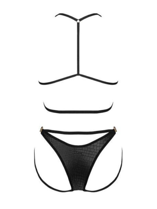 Cobra Nive Set Set Bikini Τριγωνάκι & String Animal Print Μαύρο