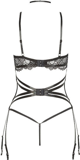 Beauty Night Diamond Sexy Σετ Εσωρούχων με Δαντέλα & Ζαρτιέρες Black