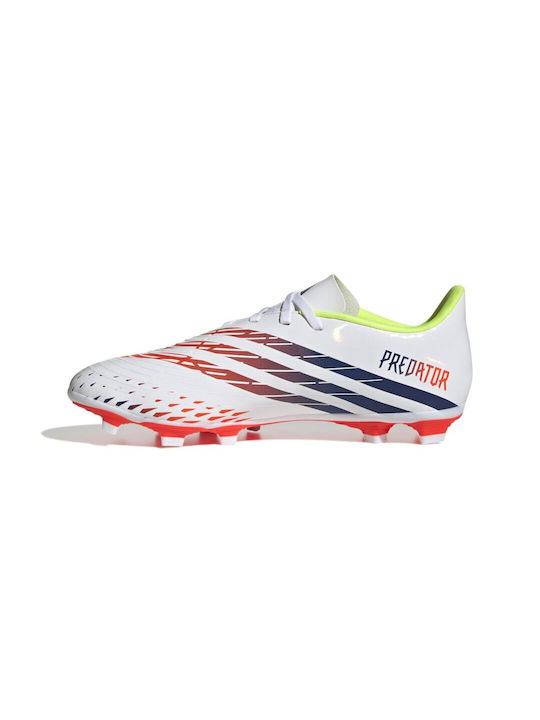 adidas Predator Edge.4 FxG Low Football Shoes with Cleats Cloud White / Solar Yellow / Power Blue