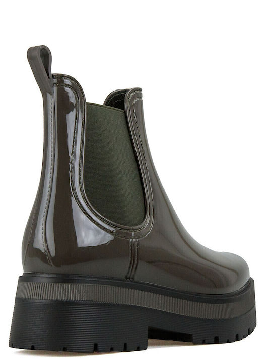 Women's Short Mid Heel Wellies Khaki