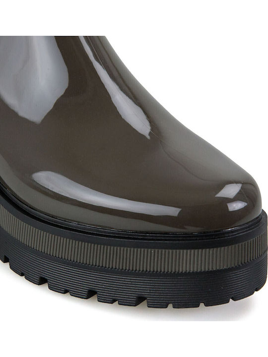 Women's Short Mid Heel Wellies Khaki