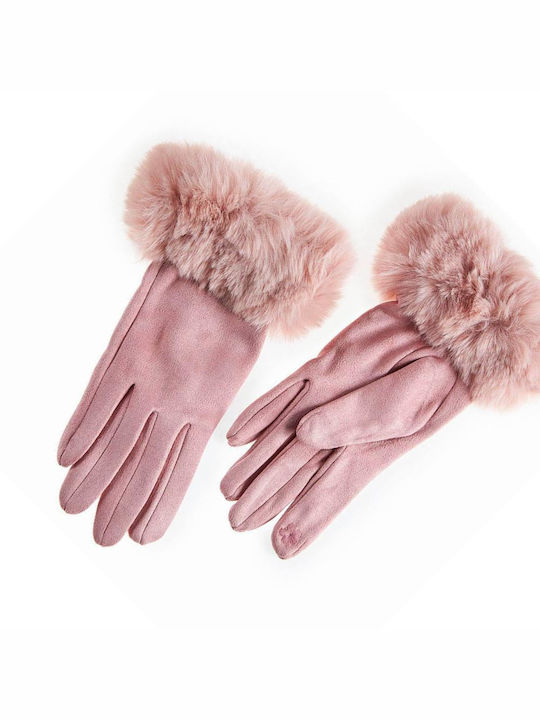 Verde Women's Gloves with Fur Pink