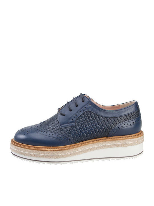 8343 Women's Flatform Oxfords Blue