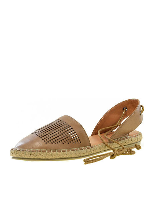 Women's Leather Espadrilles Tabac Brown