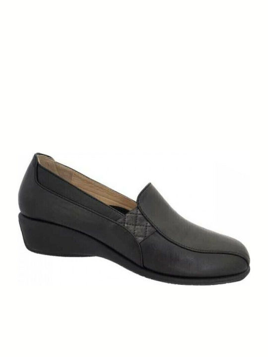 4338-01C Ανατομικά Γυναικεία Slip-On Δερμάτινα Μαύρα