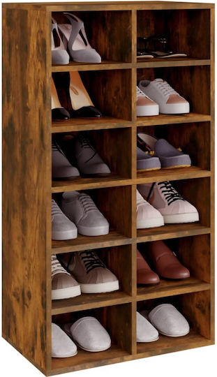 Wooden Shoe Organizer with 12 Shelves Oak 54x34x100.5cm