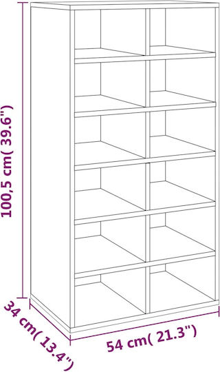 Wooden Shoe Organizer with 12 Shelves Oak 54x34x100.5cm