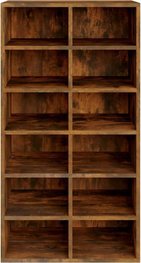 Wooden Shoe Organizer with 12 Shelves Oak 54x34x100.5cm