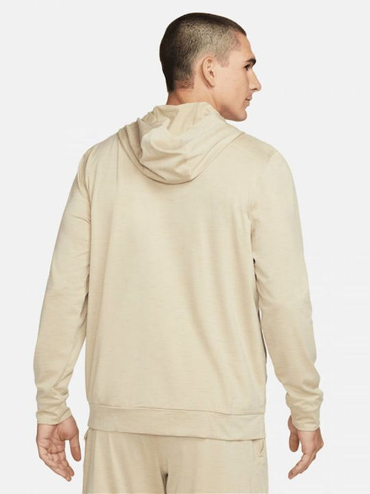 Nike Men's Sweatshirt Jacket Dri-Fit with Hood Beige