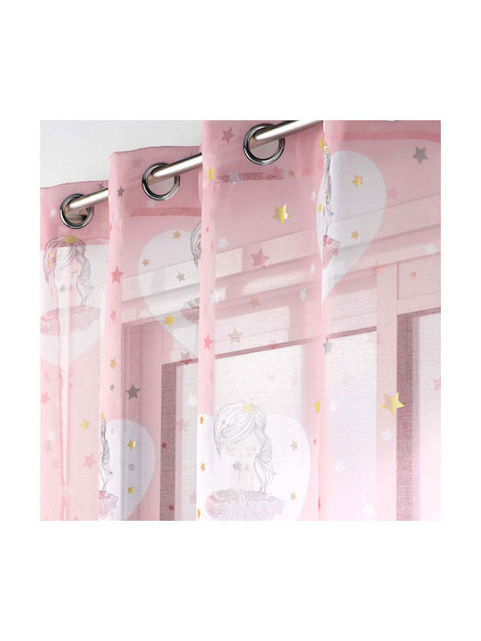 Douceur d'Intérieur Kids Grommet Top Curtain Petite Etoile Voilage Pink 140x240cm