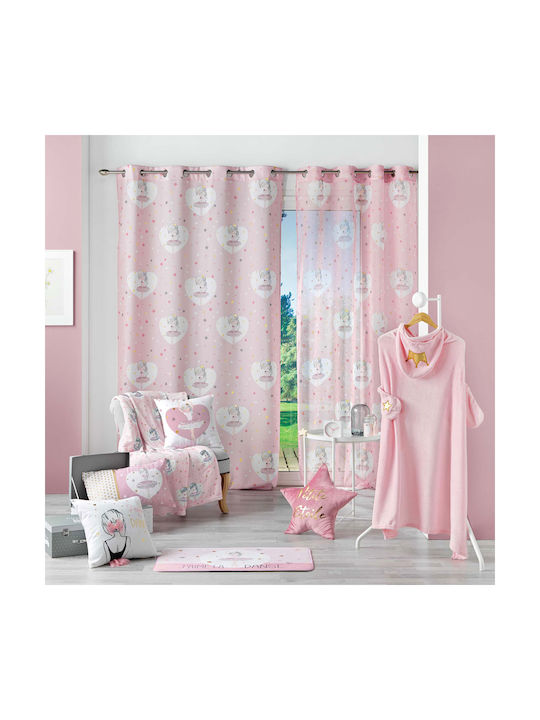 Douceur d'Intérieur Kids Grommet Top Curtain Petite Etoile Voilage Pink 1627224 140x240cm