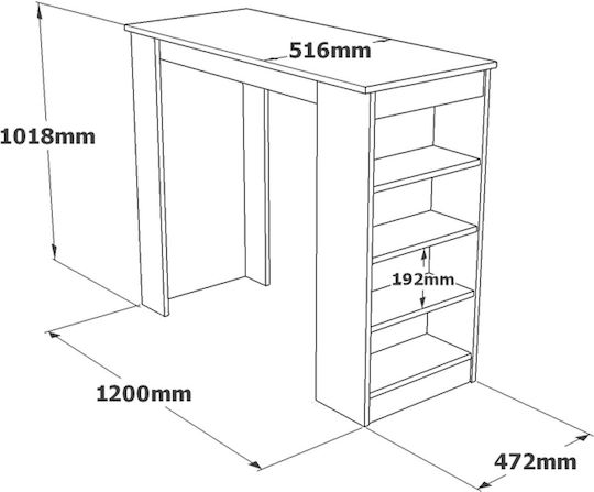 Cocenza Τραπέζι Μπαρ Ξύλινο Φυσικό - Λευκό 120x51x101εκ.
