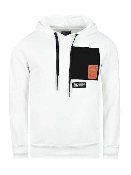 Paco & Co Men's Sweatshirt with Hood and Pockets White