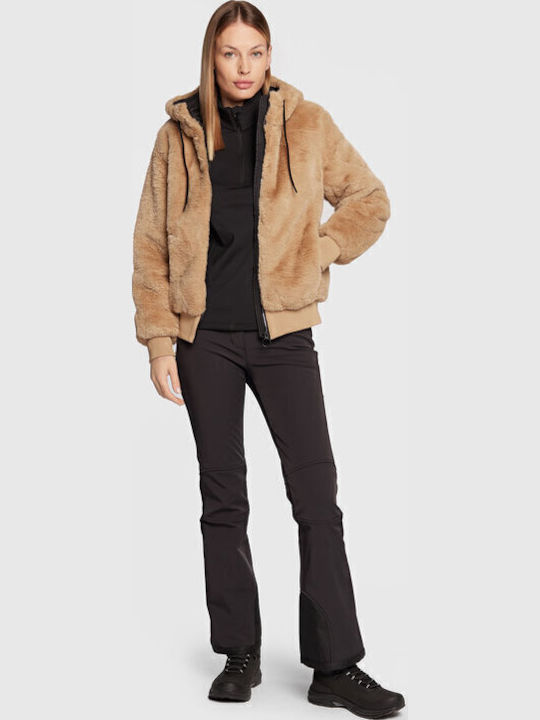 Χειμερινή Γυναικεία Fleece Μπλούζα Μακρυμάνικη με Φερμουάρ Μαύρη