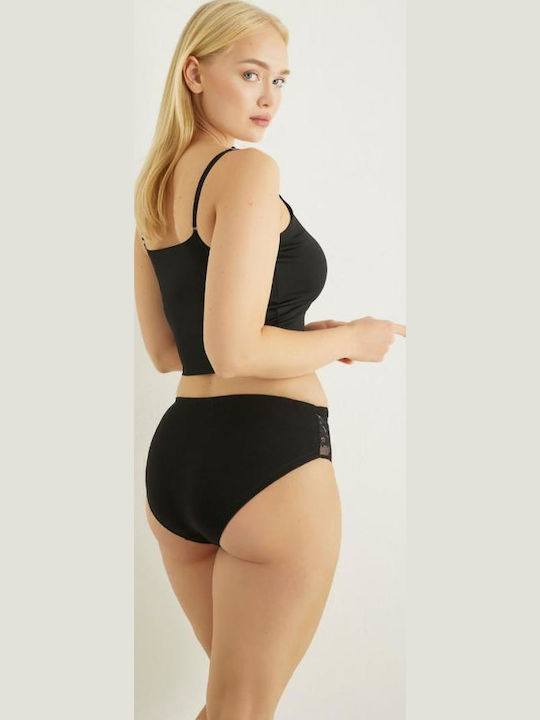 Mia Femeie Slip cu Dantelă Negru