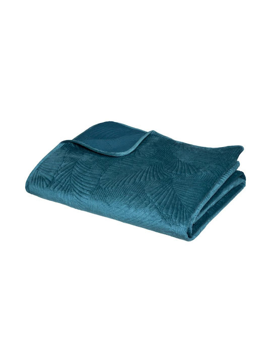 A-S Velvet Leaf Coverlet Queen Size from Polyester Blue 240x260cm