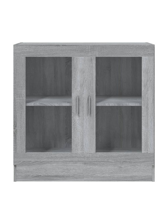 Wohnzimmer Vitrine aus Spanplatte mit Verglasung Graue 82.5x30.5x80cm