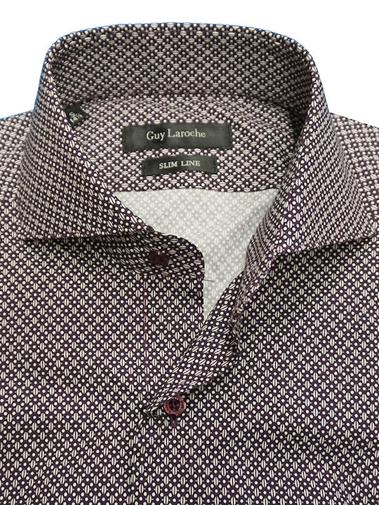 Guy Laroche Men's Shirt Long Sleeve Cotton Burgundy