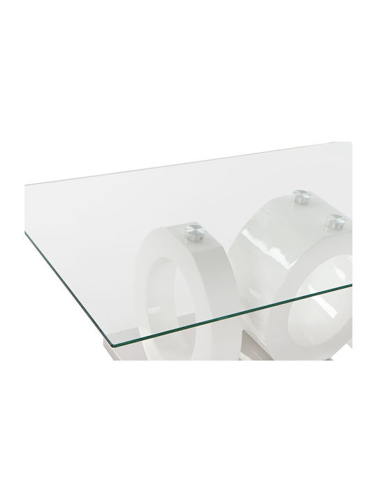 Rectangular Glass Coffee Table Λευκό L110xW60xH45cm