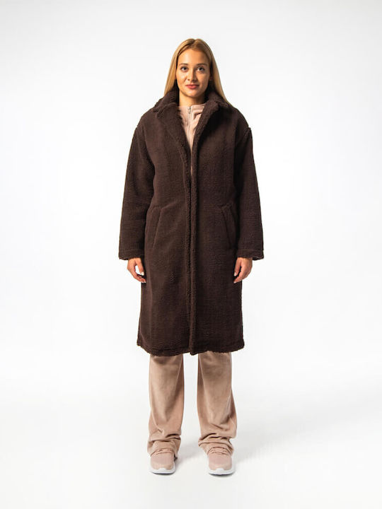 Sherpa Damen Braun Mantel mit Knöpfen