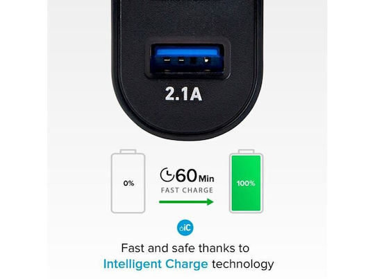 SBS Φορτιστής με 2 Θύρες USB-A και Καλώδιο USB-C Μαύρος (TEKITTRC2U2AFASTK)