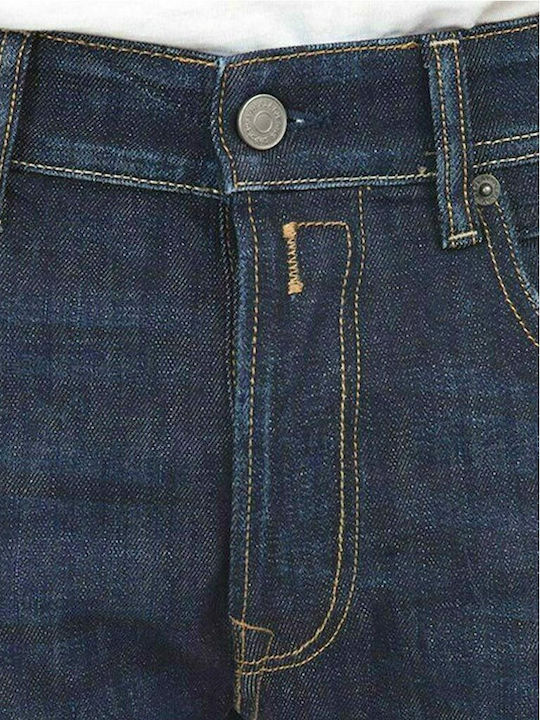 Grover Men's Elastic Straight Navy Blue Jeans Pants