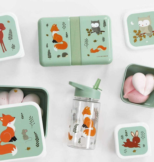 A Little Lovely Company Forest Friends Kinderflasche Kunststoff mit Strohhalm 450ml