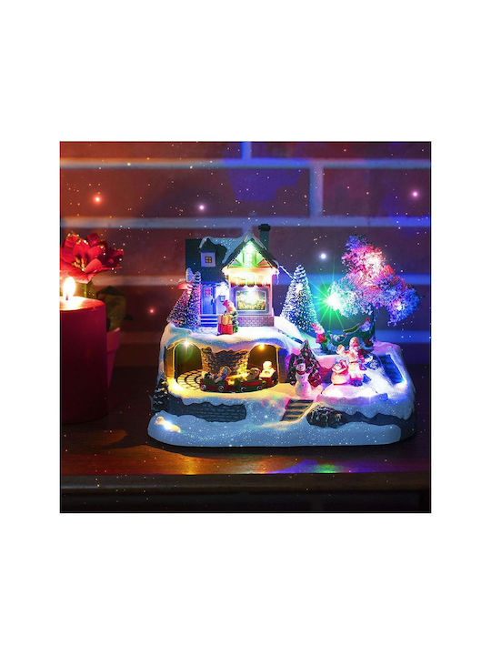 Fun World Christmas Illuminated Decorative Village with Battery with Music and Movement 23.5x17x16cm.