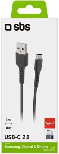 SBS USB Typ-C Kabel USB 2.0 männlich - USB-A Schwarz 3m TECABLETC3MTK