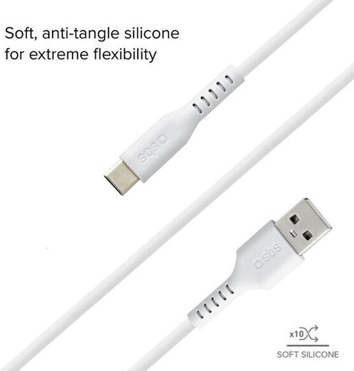 SBS Cablu USB 2.0 USB-C Masculin - USB-A Alb 1.5m CA19462369