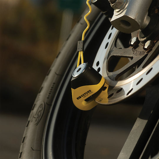 Oxford Micro XD5 Motorcycle Disc Brake Lock with 5mm Pin in Yellow