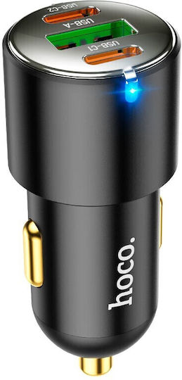 Hoco NZ6 Autoladegerät 18W 3A Schnellladen mit Anschlüssen: 1xUSB 2xType-C Schwarz Farbe