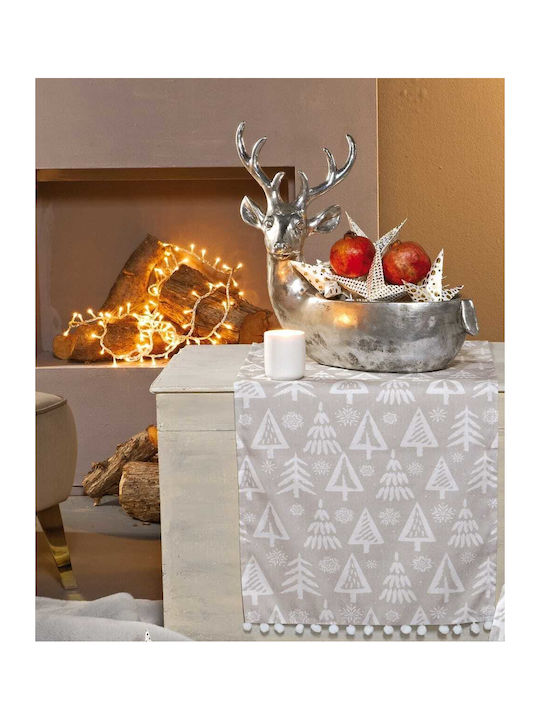 Kentia Snow 2211 Christmas Fabric Tablecloth Ornament L45xW140cm