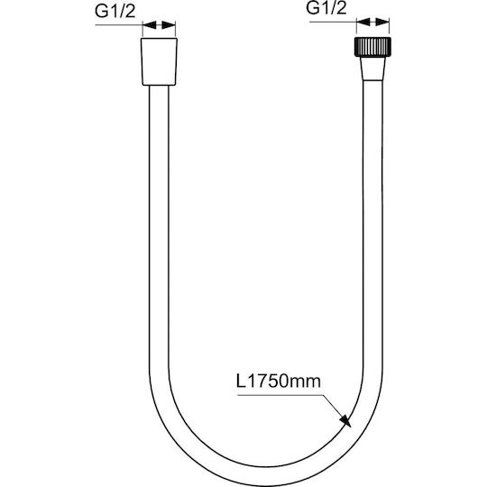 Ideal Standard Plastic Shower Hose Black Idealflex 175cm (1/2")