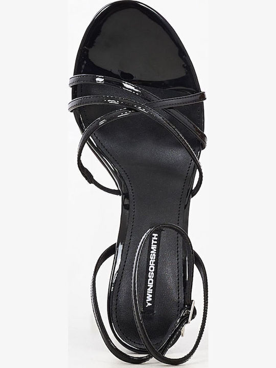 Heartbreak Sandals from Patent Leather with Strass Black