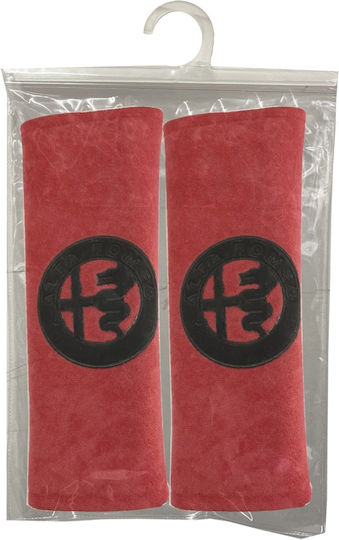 Race Axion Set of 2pcs Car Seat Belt Pads Red Alfa Romeo 21x7.5cm