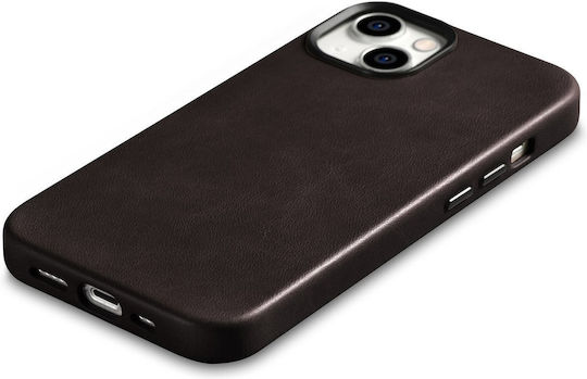 iCarer Oil Wax Premium Leather Back Cover Δερμάτινο Μαγνητικό Καφέ (iPhone 14 Plus)