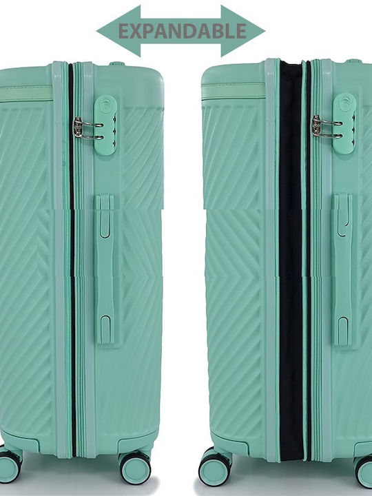 Forecast LSDQ-04 Medium Hard Turquoise Suitcase with 4 Wheels Height 65cm